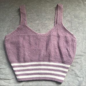 Purple knit cropped tank top